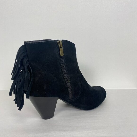 Jessica Simpson Black Suede Fringe Heeled Booties - Picture 4 of 9